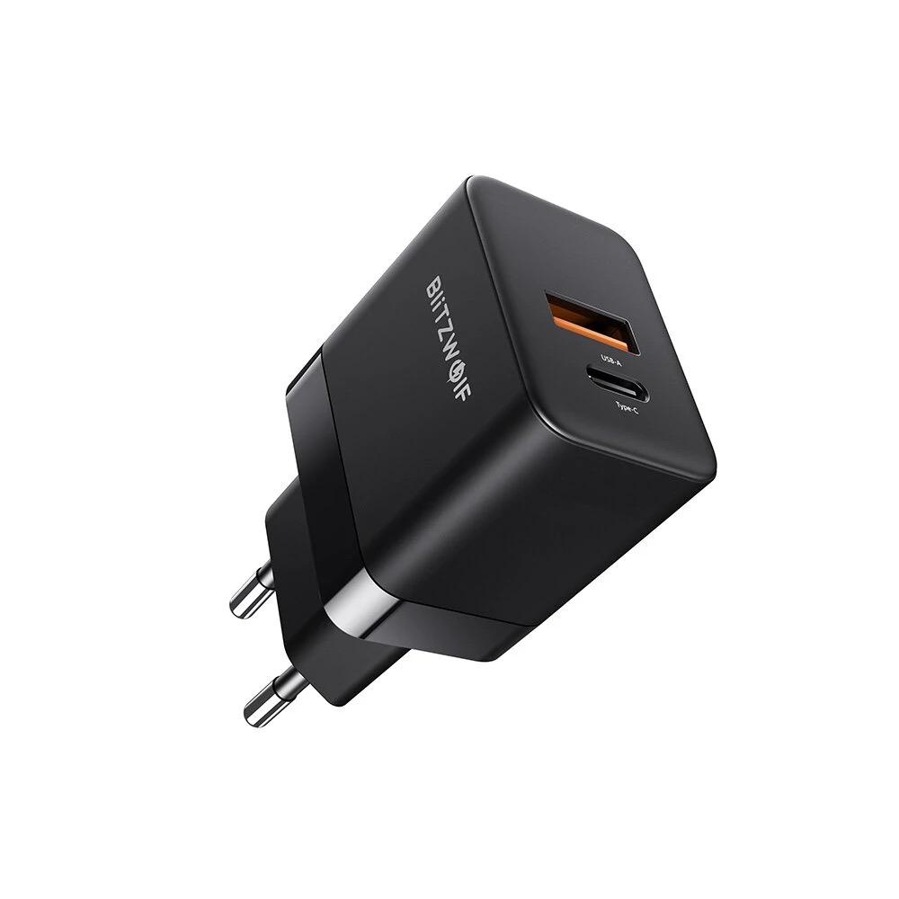 BlitzWolf® BW-S21: 35W-os mini gyorstöltő adapter dupla töltő porttal GAN technológiával
