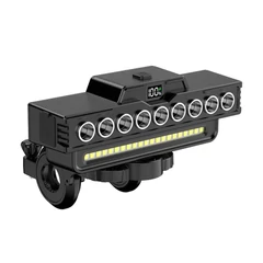 Bikight erős fényű tölthető kerékpár lámpa dudával és akkumulátor kijelzővel - USB-C