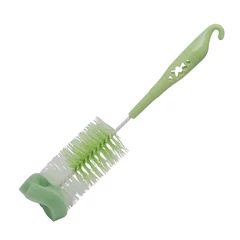 Ergonomikus üveg- és csőmosó kefe, szivacsos fejjel, akasztós nyéllel - 29 cm (zöld)