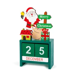 Karácsonyi mikulásos visszaszámlálós naptár számkockákkal és hónapjelölőkkel - 13,5x7x3,5 cm