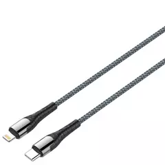 LDNIO extra erős USB-C/Lightning fonott kábel, 1 m (szürke)