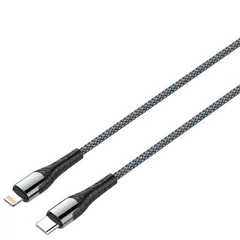 LDNIO extra erős USB-C/Lightning fonott kábel, 1 m (szürke)