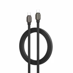 LDNIO extra erős USB-C/USB-C fonott kábel, 65W gyorstöltés, 1m - titán/fekete