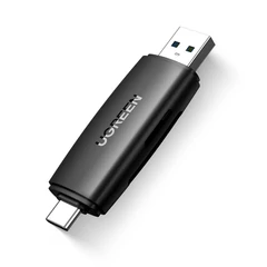 UGREEN 2 az 1-ben USB 3.0 és USB-C SD kártyaolvasó, dupla kártyakezeléssel