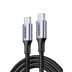 UGREEN USB-C - USB-C kábel, 100W, 5A, 1 m, fonott - Fekete