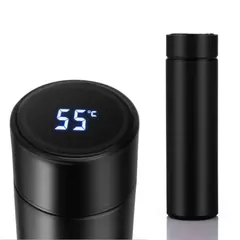 Rozsdamentes acél termosz LCD hőmérséklet kijelzővel, BPA mentes, 500ml - fekete