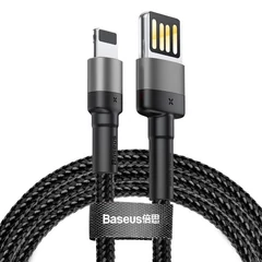 Baseus Cafule kétoldalas USB/Lightning kábel, 1,5A, 2 m-es (szürke-fekete)