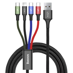 Baseus Fast 4 az 1-ben USB-kábel - 2xUSB-C / Lightning / Micro 3,5A 1,2 m (fekete)