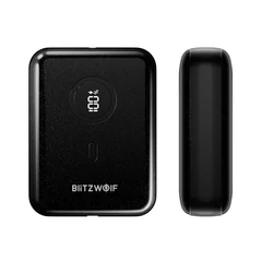 BlitzWolf BW-P21 mini powerbank 10000mAh, LED kijelzővel - 22.5 W (Fekete)