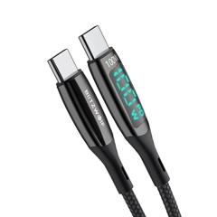 BlitzWolf® BW-TC23: Type-C kábel extra erős bevonattal és LED kijelzővel, gyorstöltéshez 100W - 0,9m