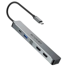 BlitzWolf BW-TH11 5 az 1-ben elosztó két HDMI és VGA kimenettel, 100W - új verzió