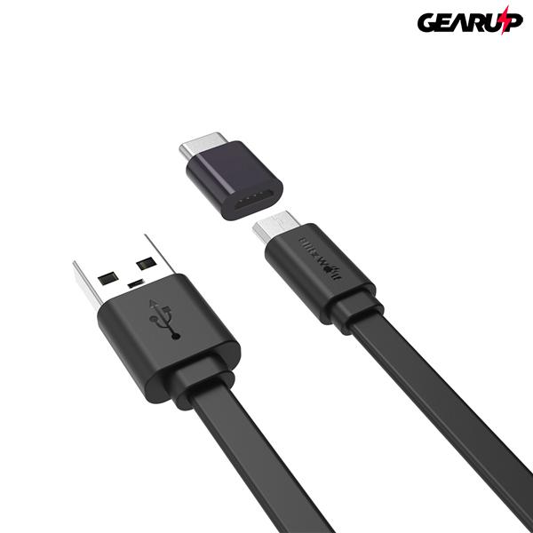 BlitzWolf® BW-MT2: Micro USB lapos töltő- és adatkábel, Type C átalakítóval - 1m BlitzWolf® BW-MT2: Micro USB lapos töltő- és adatkábel, Type C átalakítóval - 1m