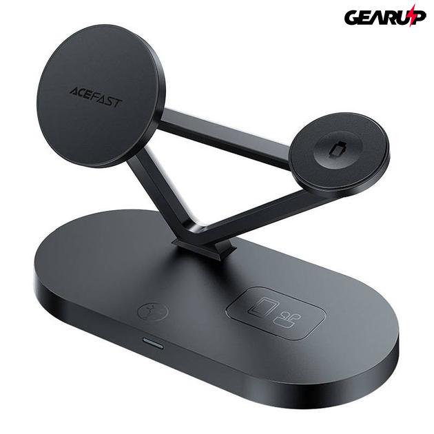 Acefast E9 3in1 Qi vezeték nélküli töltő, 15W, MagSafe (fekete)