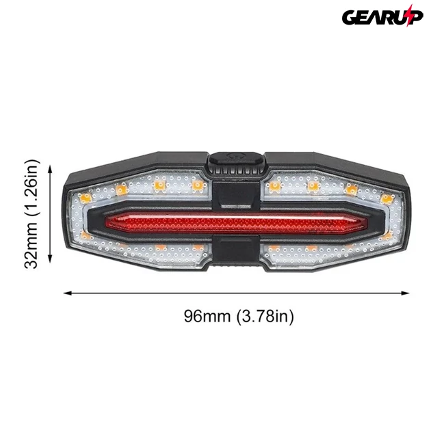 Kép 2/2 - BIKIGHT napelemes, vízálló kerékpár hátsó lámpa irányjelzővel vezeték nélküli távvezérléssel - Fekete