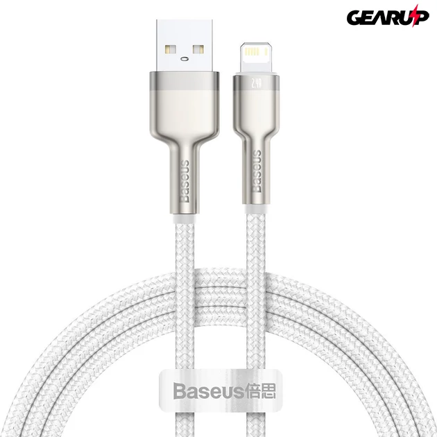 Kép 2/7 - Baseus USB / Lightning fonott kábel, 1m (fehér)