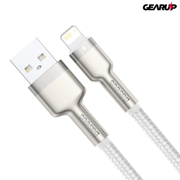 Kép 3/7 - Baseus USB / Lightning fonott kábel, 1m (fehér)