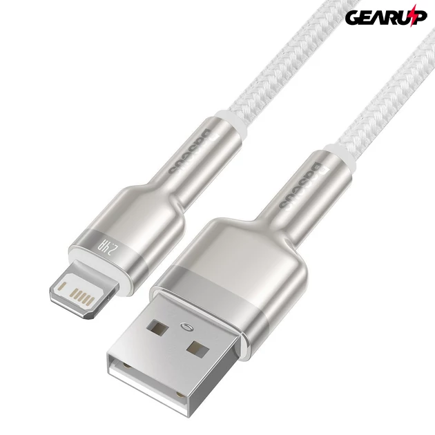 Kép 4/7 - Baseus USB / Lightning fonott kábel, 1m (fehér)