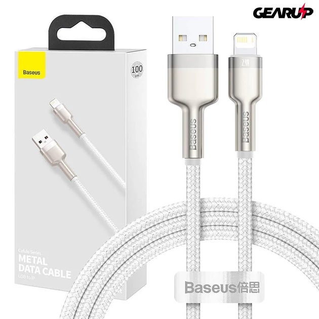 Kép 7/7 - Baseus USB / Lightning fonott kábel, 1m (fehér)