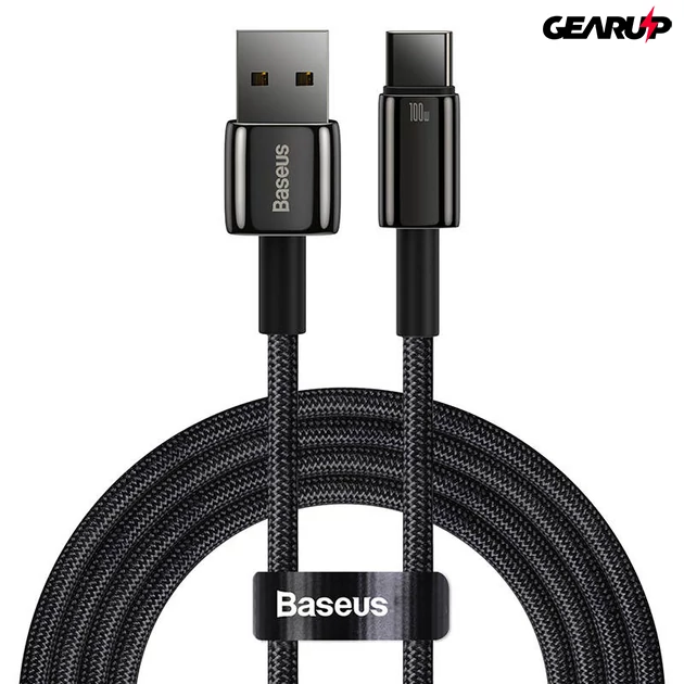 Kép 1/5 - Baseus Tungsten Gold USB-USB-C kábel, 100W, 2m (fekete)