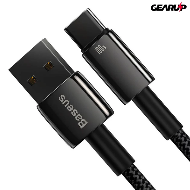 Kép 2/5 - Baseus Tungsten Gold USB-USB-C kábel, 100W, 2m (fekete)