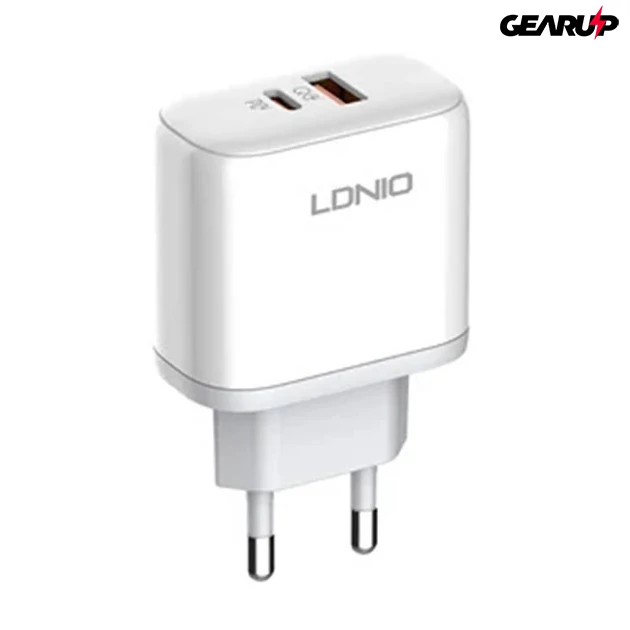 Kép 1/4 - LDNIO gyorstöltő USB és USB-C kimenettel + Lightning kábellel, 45W