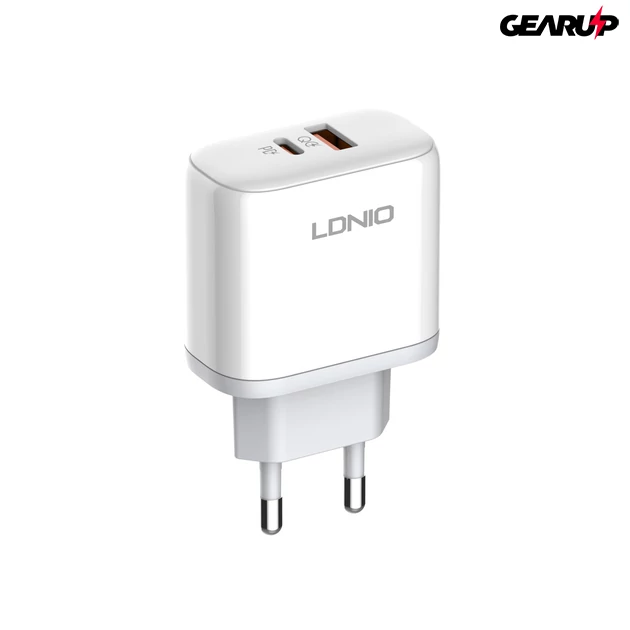 Kép 1/10 - LDNIO gyorstöltő USB és USB-C kimenettel + USB-C kábellel, 45W