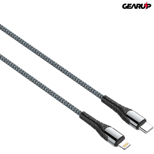 Kép 2/5 - LDNIO extra erős USB-C/Lightning fonott kábel, 1 m (fekete)