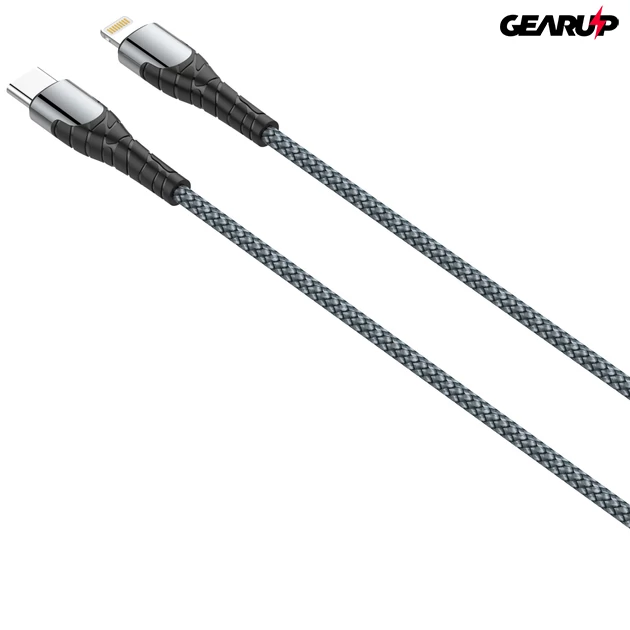 Kép 3/5 - LDNIO extra erős USB-C/Lightning fonott kábel, 1 m (fekete)