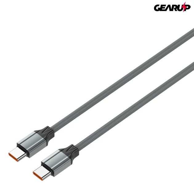 Kép 2/6 - LDNIO extra erős USB-C/USB-C fonott kábel, 65W, 2m (szürke)