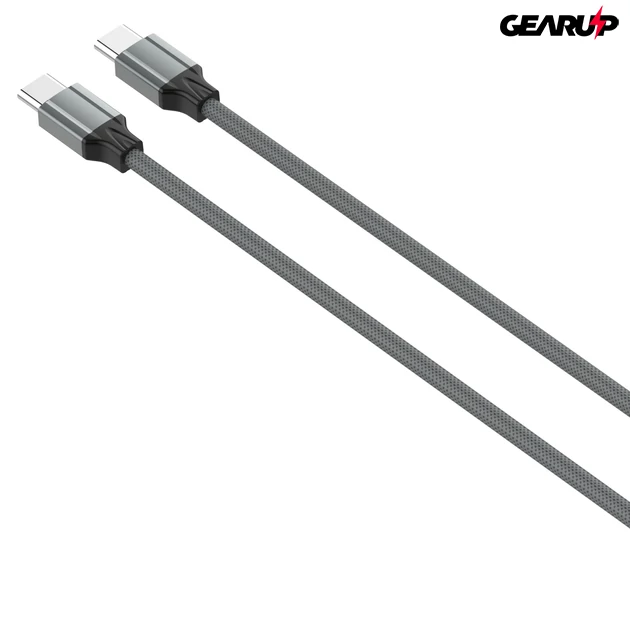 Kép 3/6 - LDNIO extra erős USB-C/USB-C fonott kábel, 65W, 2m (szürke)