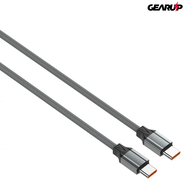 Kép 4/6 - LDNIO extra erős USB-C/USB-C fonott kábel, 65W, 2m (szürke)