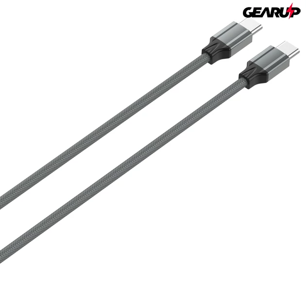 Kép 5/6 - LDNIO extra erős USB-C/USB-C fonott kábel, 65W, 2m (szürke)