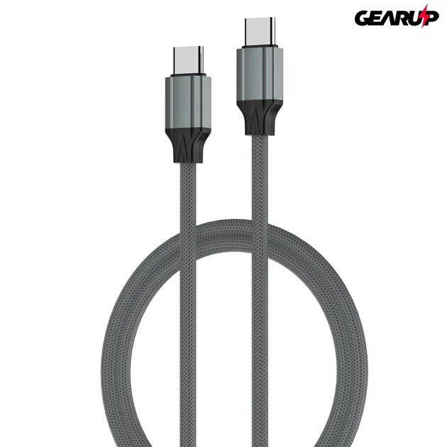 Kép 1/6 - LDNIO extra erős USB-C/USB-C fonott kábel, 65W, 1m (szürke)