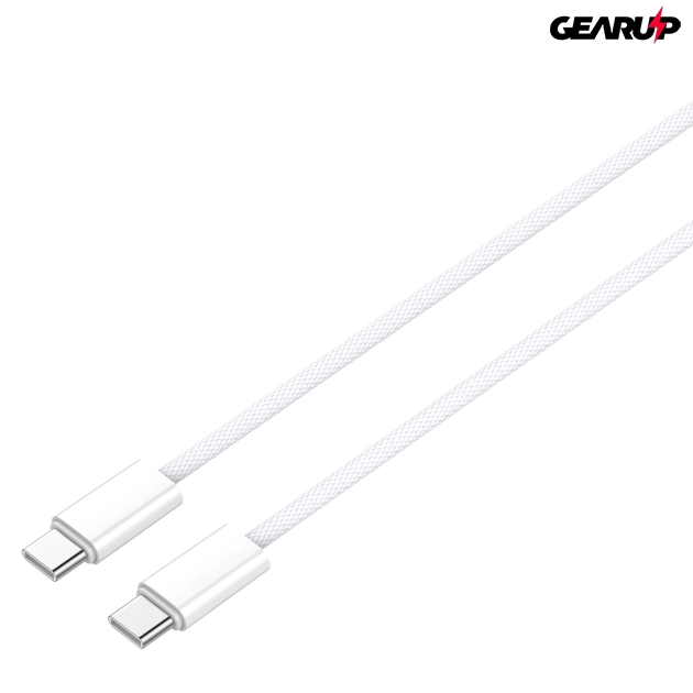 Kép 2/6 - LDNIO extra erős USB-C/USB-C fonott kábel, 1m (fehér)