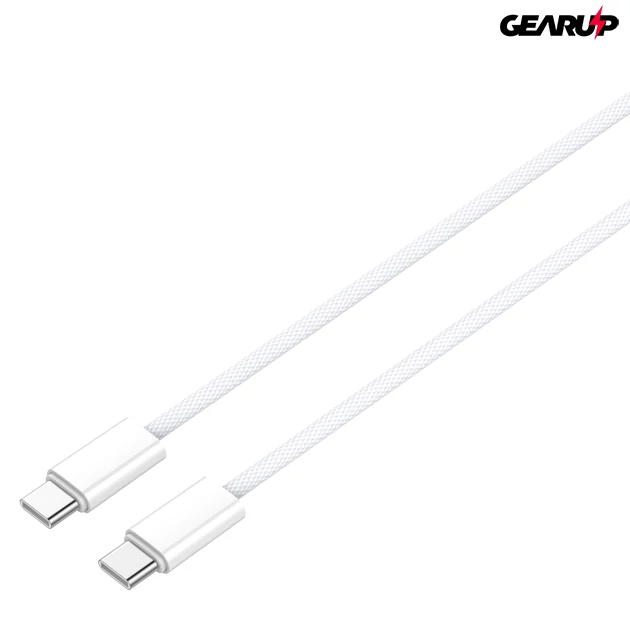 Kép 2/6 - LDNIO extra erős USB-C/USB-C fonott kábel, 2m (fehér)