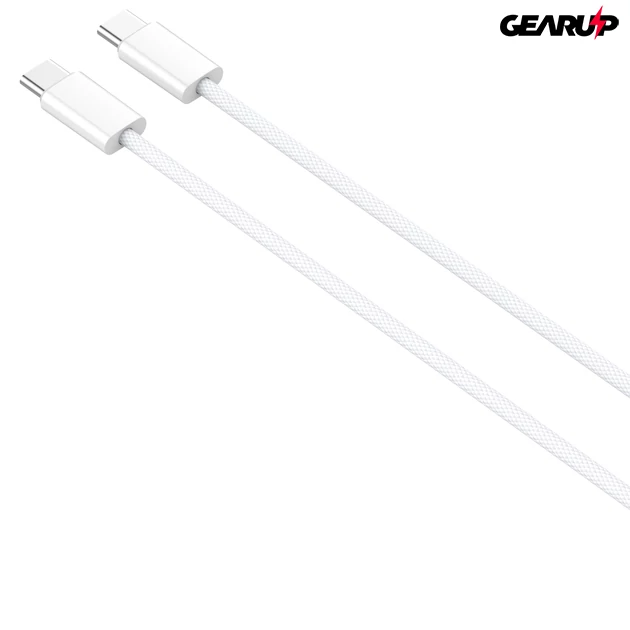 Kép 3/6 - LDNIO extra erős USB-C/USB-C fonott kábel, 2m (fehér)