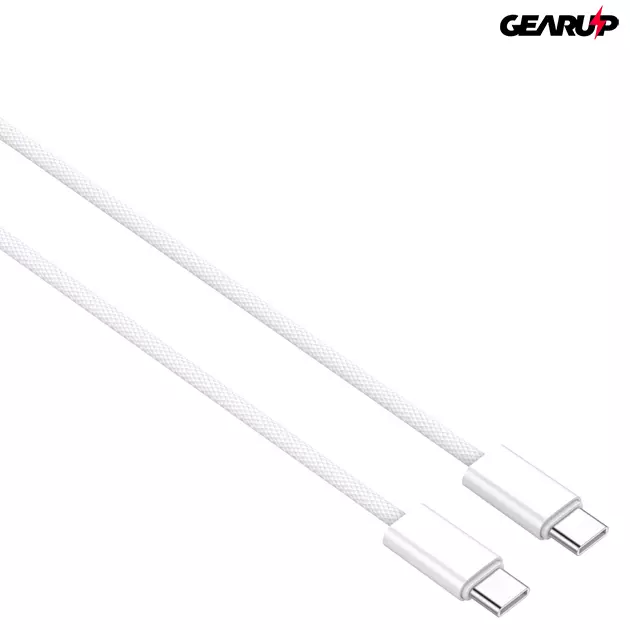 Kép 4/6 - LDNIO extra erős USB-C/USB-C fonott kábel, 1m (fehér)