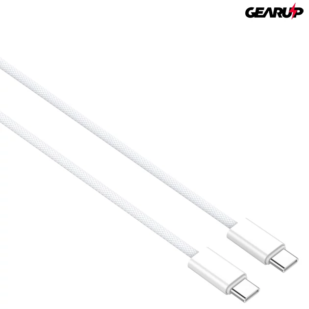 Kép 4/6 - LDNIO extra erős USB-C/USB-C fonott kábel, 2m (fehér)
