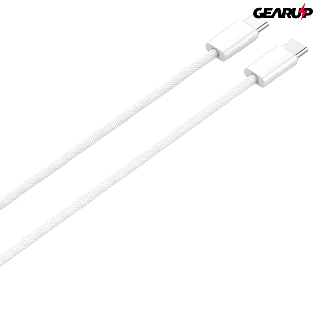 Kép 5/6 - LDNIO extra erős USB-C/USB-C fonott kábel, 2m (fehér)