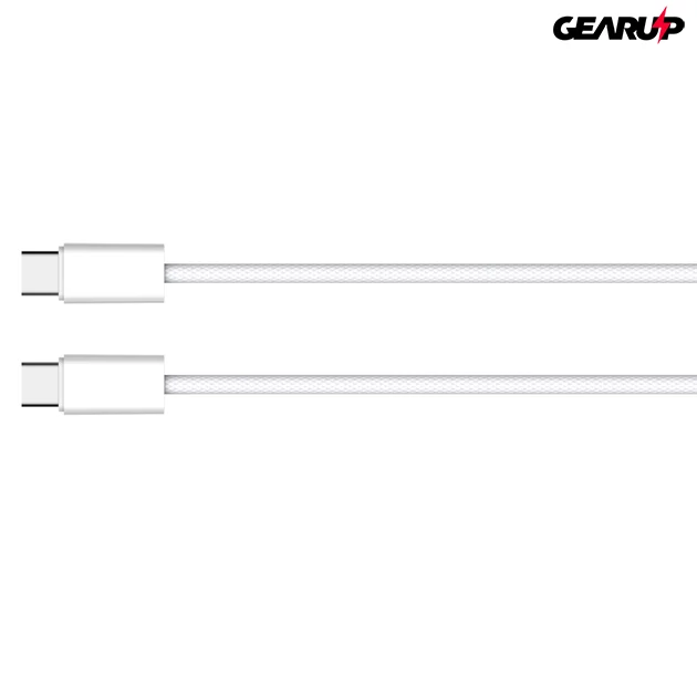 Kép 6/6 - LDNIO extra erős USB-C/USB-C fonott kábel, 2m (fehér)