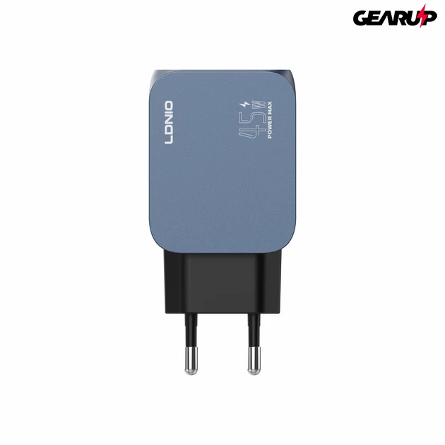 Kép 2/7 - LDNIO Q6 45W GaN hálózati gyorstöltő többportos kialakítással (USB-C + Lightning + USB-A)