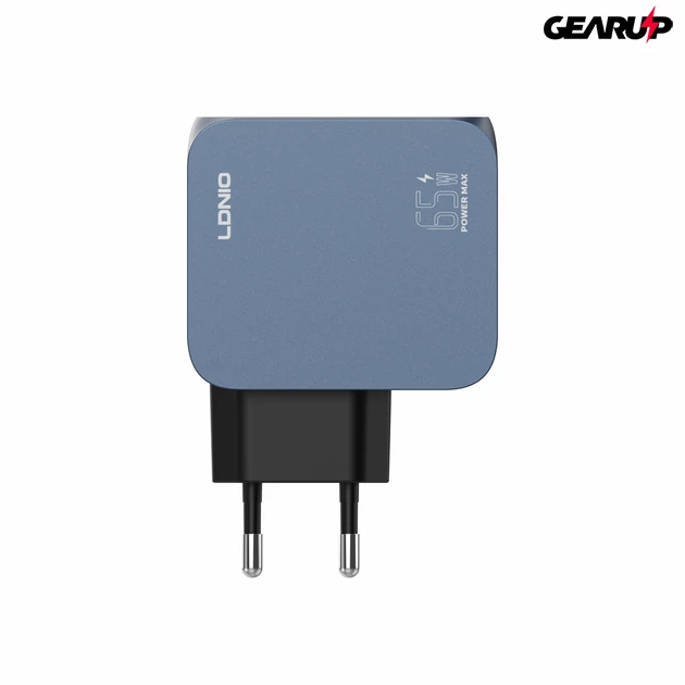 Kép 2/7 - LDNIO Q7 65W GaN hálózati gyorstöltő többportos kialakítással (2xUSB-C + Lightning + USB-A)