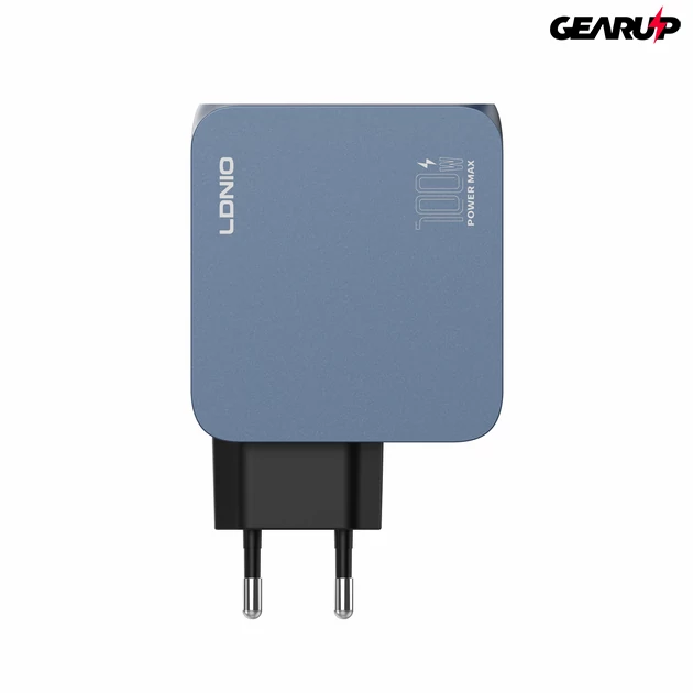 Kép 2/7 - LDNIO Q8 100W GaN hálózati gyorstöltő többportos kialakítással (3xUSB-C + Lightning + USB-A)