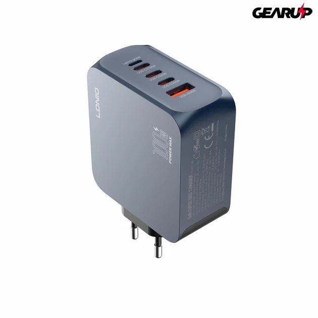 Kép 4/7 - LDNIO Q8 100W GaN hálózati gyorstöltő többportos kialakítással (3xUSB-C + Lightning + USB-A)
