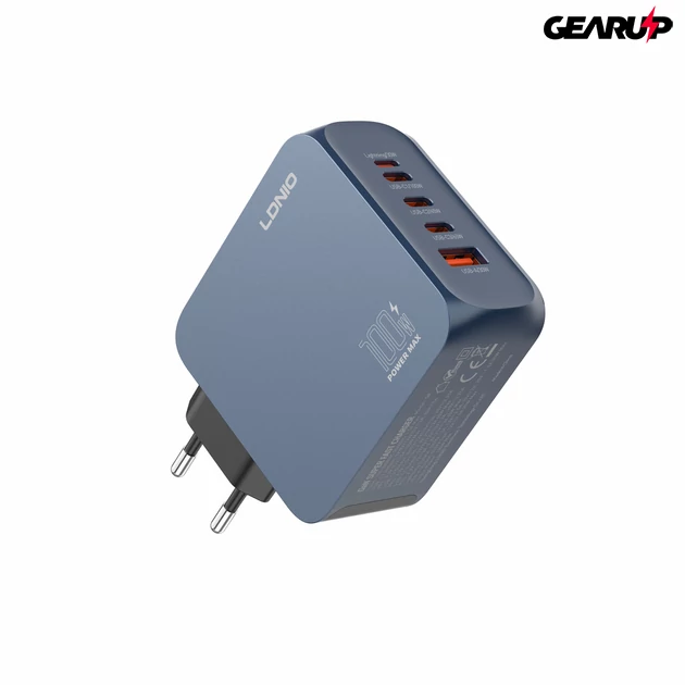 Kép 7/7 - LDNIO Q8 100W GaN hálózati gyorstöltő többportos kialakítással (3xUSB-C + Lightning + USB-A)
