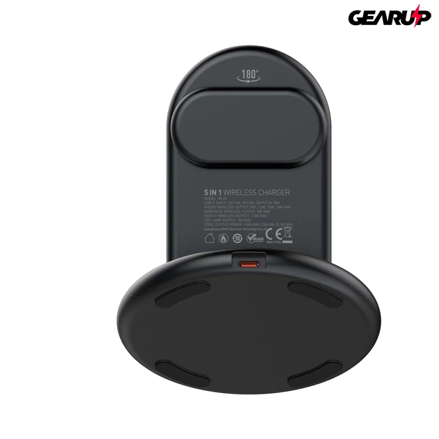 Kép 4/7 - LDNIO 5 az 1-ben vezeték nélküli töltőállvány – telefon/fülhallgató/okosóra töltés + éjjeli fény, telefontartó