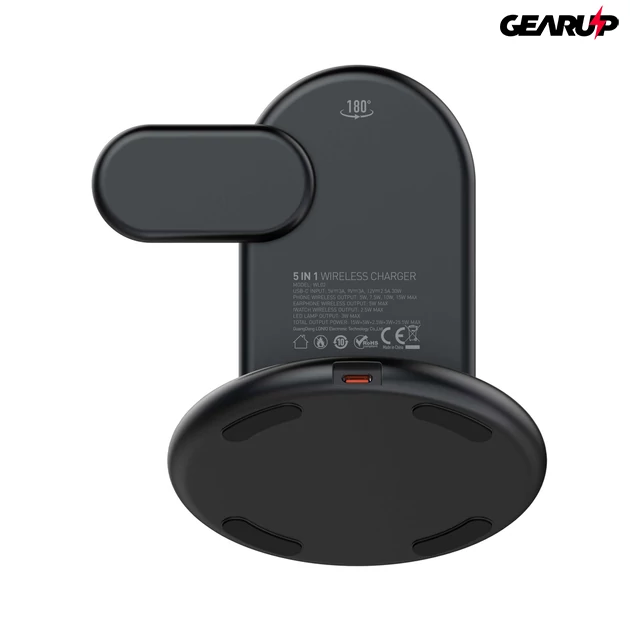 Kép 5/7 - LDNIO 5 az 1-ben vezeték nélküli töltőállvány – telefon/fülhallgató/okosóra töltés + éjjeli fény, telefontartó