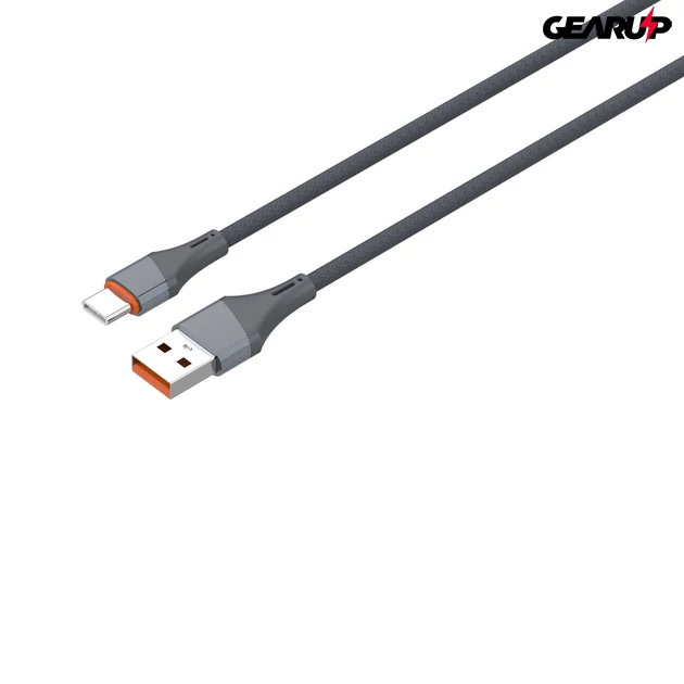 Kép 3/6 - LDNIO extra erős USB/USB-C fonott kábel, 30W 1 m (szürke)