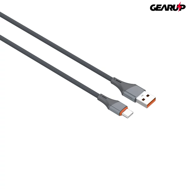 Kép 4/6 - LDNIO extra erős USB/USB-C fonott kábel, 30W 1 m (szürke)