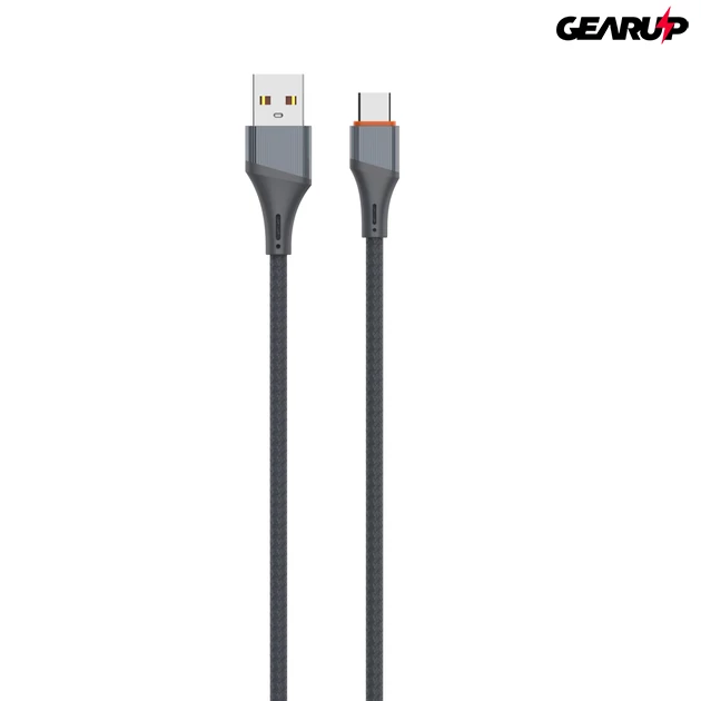 Kép 6/6 - LDNIO extra erős USB/USB-C fonott kábel, 30W 1 m (szürke)